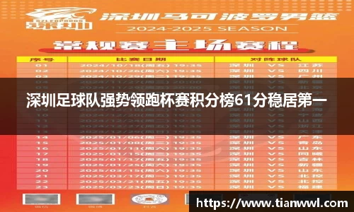 深圳足球队强势领跑杯赛积分榜61分稳居第一